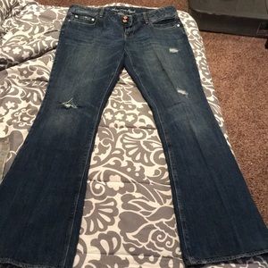 Flared low rise jeans
